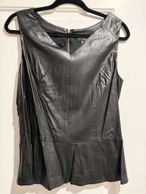NWOT Tart Black Faux Leather Peplum Top